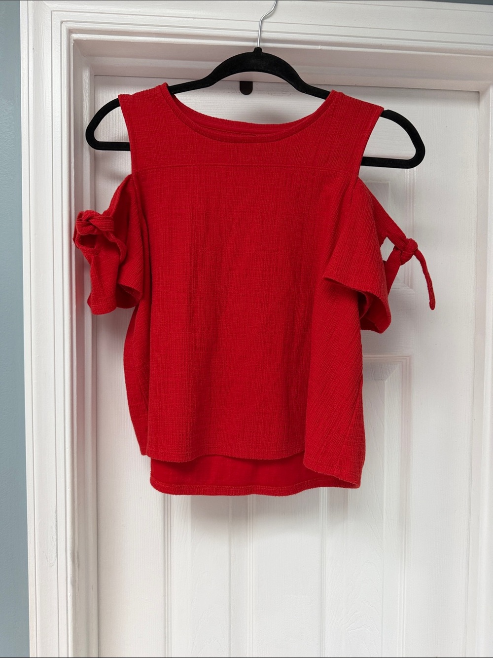 Madewell Red Cold-Shoulder Tie-Sleeve Tank